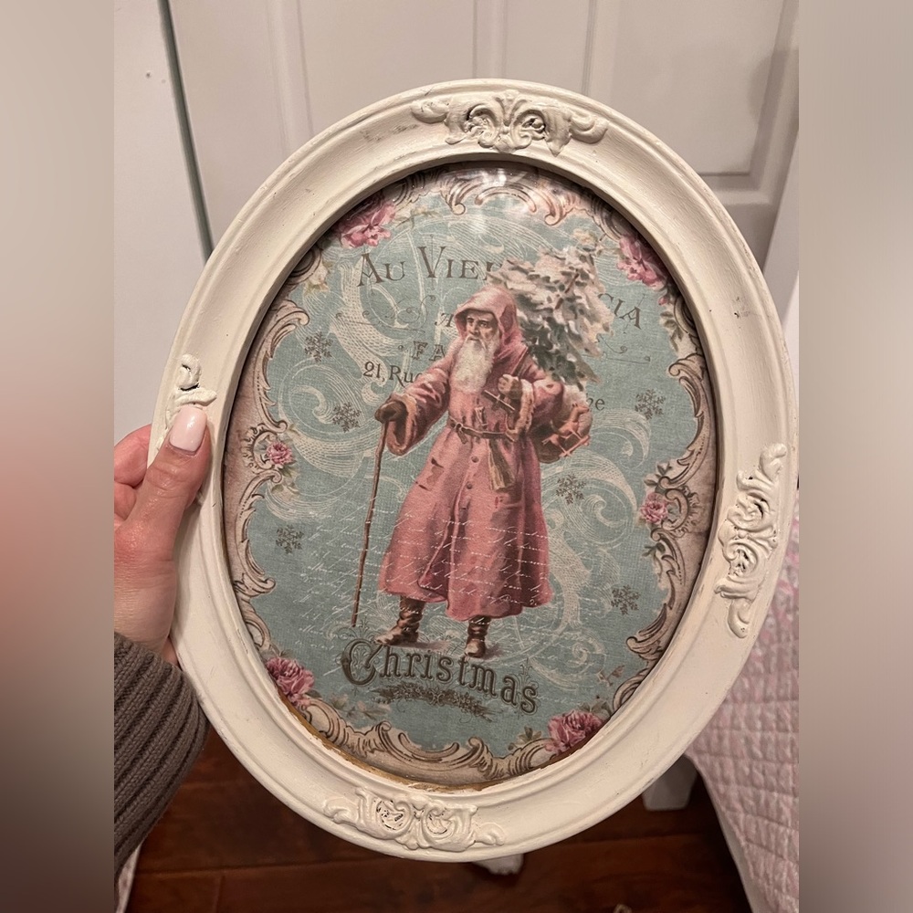 Victorian pink Santa frame - Picture 2 of 3